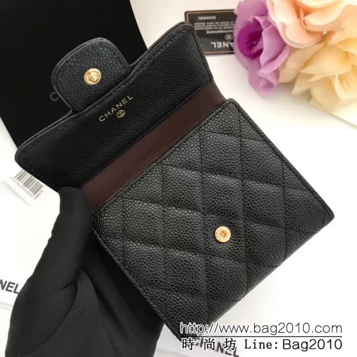 CHANEL香奈兒 海外原單 進口顆粒壓花牛皮 女款短錢夾 A82288  DJC2486